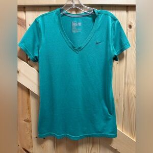 Nike Dri-Fit Women's Aqua V-Neck Tee Medium